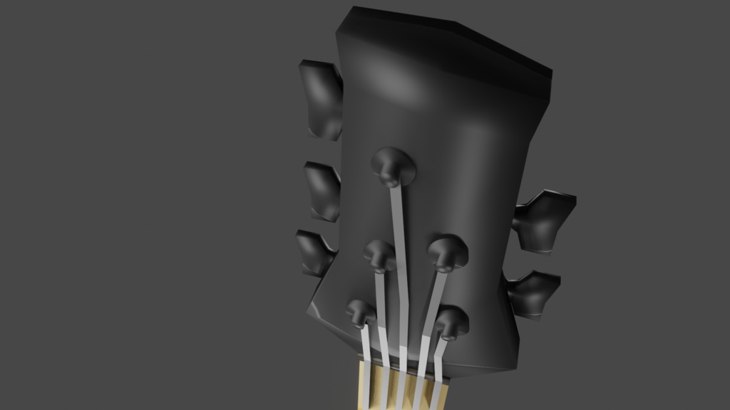 【3D小道具】ローポリ 5弦ベース(サイズ位置調整シェイプキー付ストラップ付属)