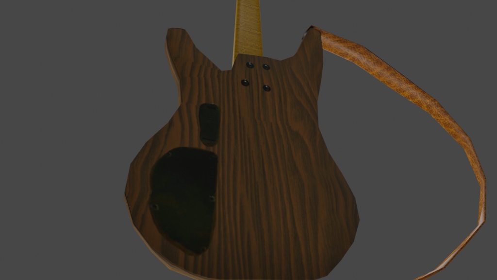 【3D小道具】ローポリ 5弦ベース(サイズ位置調整シェイプキー付ストラップ付属)