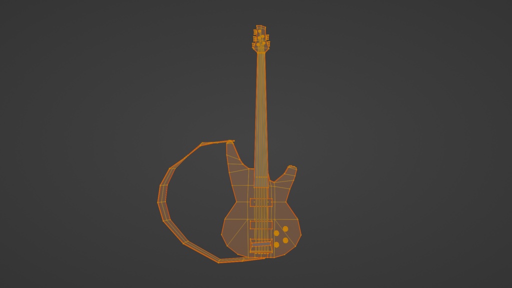 【3D小道具】ローポリ 5弦ベース(サイズ位置調整シェイプキー付ストラップ付属)