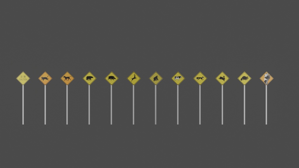 【3D小道具】動物標識セット(全12種)