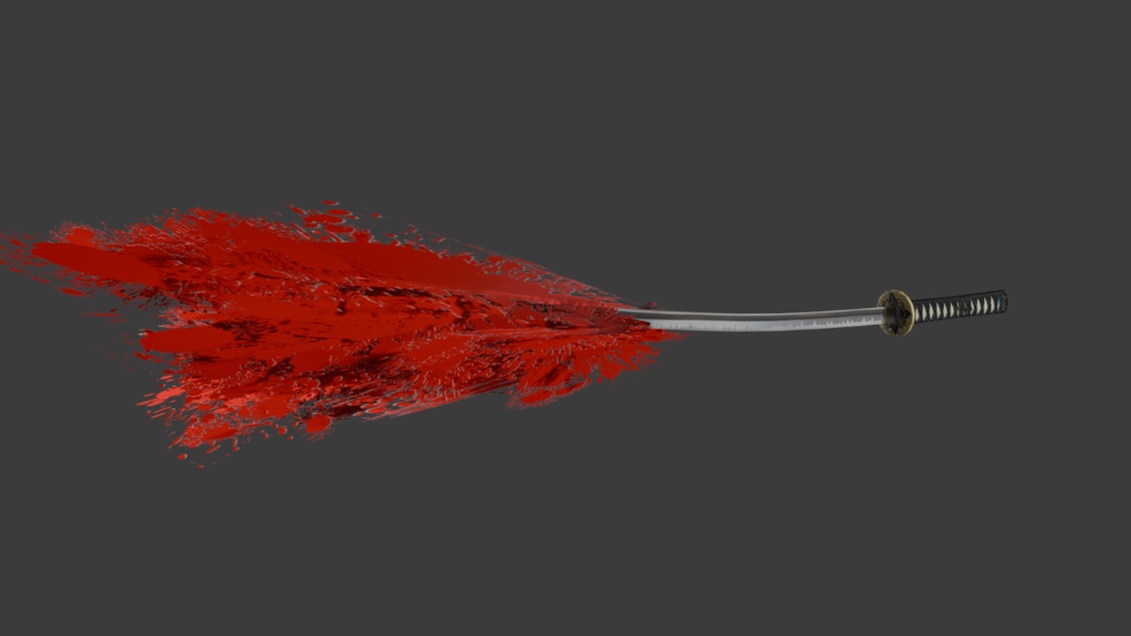 【3D小道具】日本刀 血しぶきギミック付