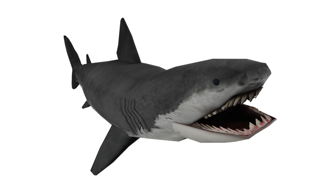 【3Dキャラクター】ホオジロザメの剛君(ローポリ)