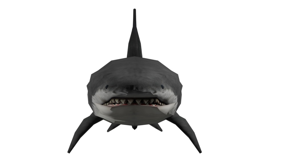 【3Dキャラクター】ホオジロザメの剛君(ローポリ)