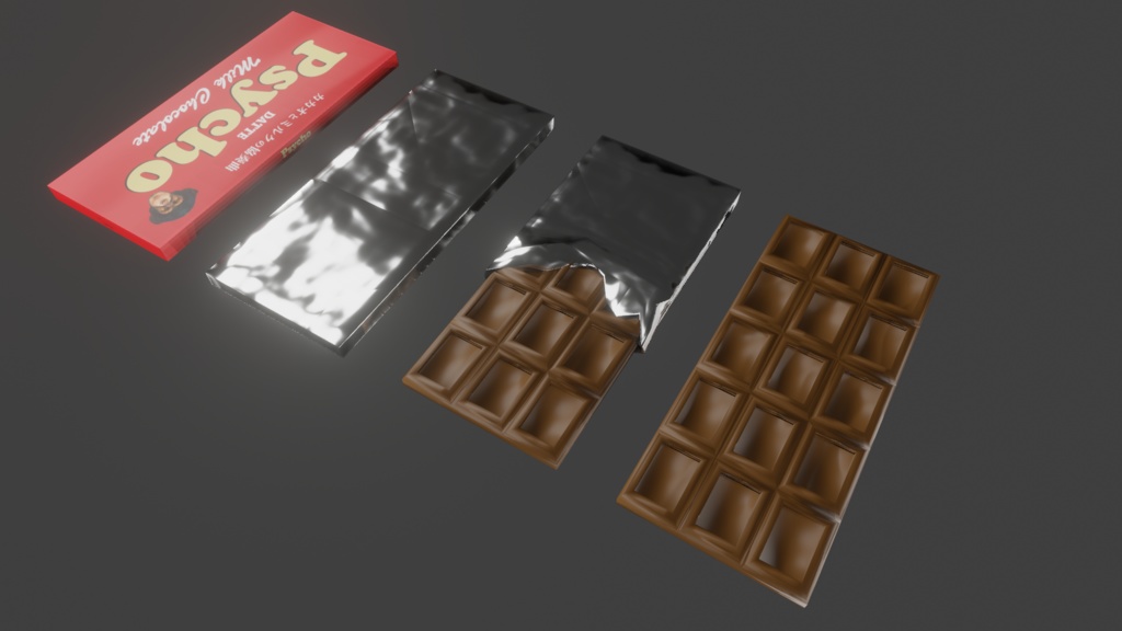 【3D小道具】板チョコ パッケージ入り 銀紙剥がしシェイプ付き