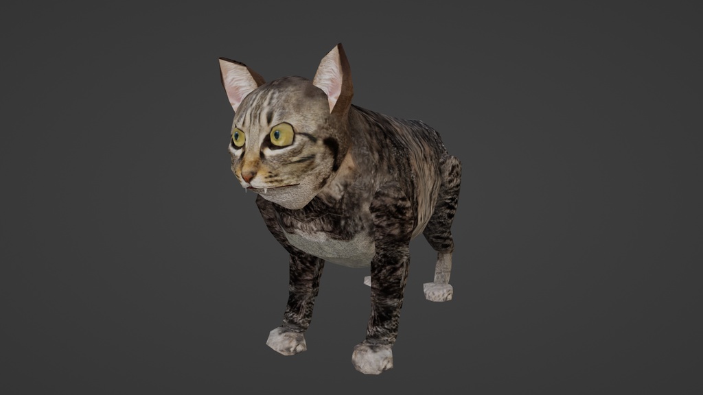 【3Dキャラクター】ブサ猫 パル君 (Blender Rigify) ローポリ