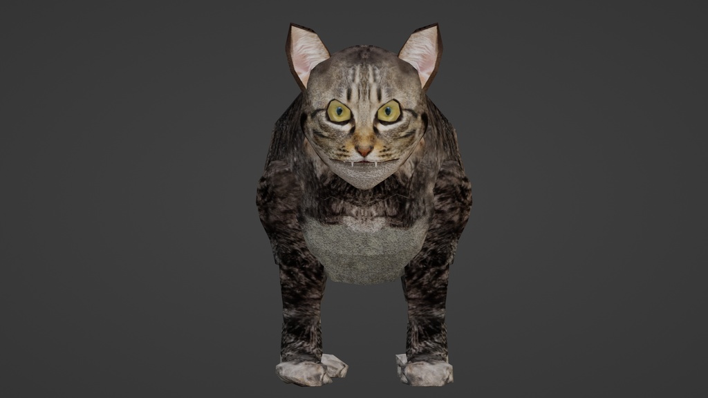 【3Dキャラクター】ブサ猫 パル君 (Blender Rigify) ローポリ