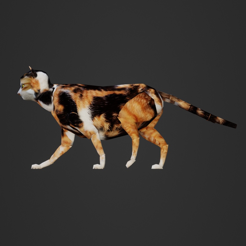 【3Dキャラクター】ミケ猫(ローポリ)