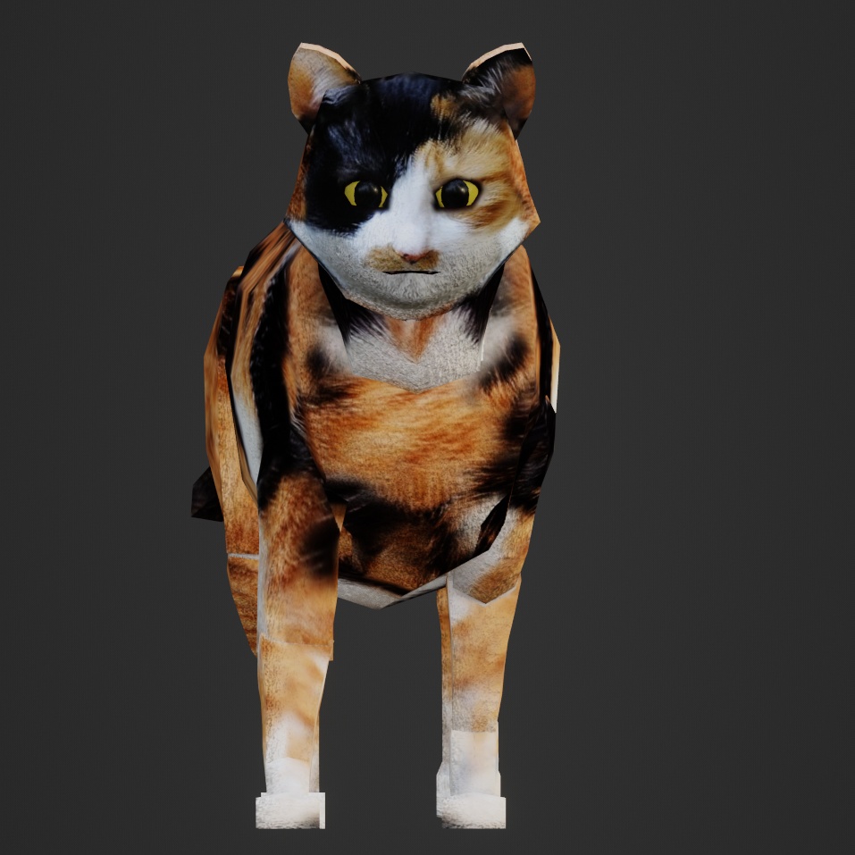 【3Dキャラクター】ミケ猫(ローポリ)