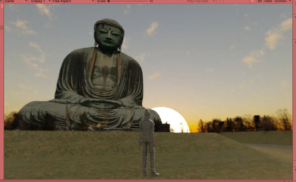 【3D環境・ワールド】巨大な大仏の見える夕方SkyboxマテリアルUnityパッケージ
