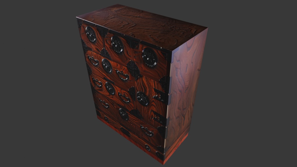 【3D小道具】和ダンス(小物入れ引き出し付き)