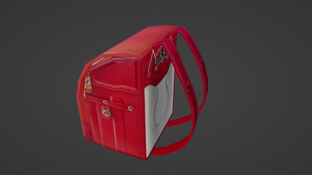 【3D小道具】赤いランドセル(ローポリ)開閉ギミック