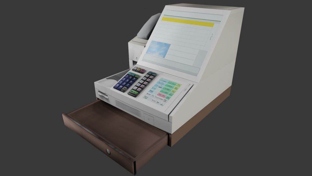 【3D小道具】コンビニレジ ローポリ 超軽量