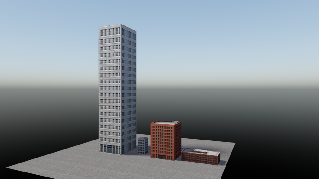 【3Dワールド・環境】日本のビル 4棟セット