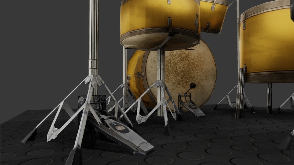 【3D楽器・小道具】使用感のあるドラムセット【超軽量】