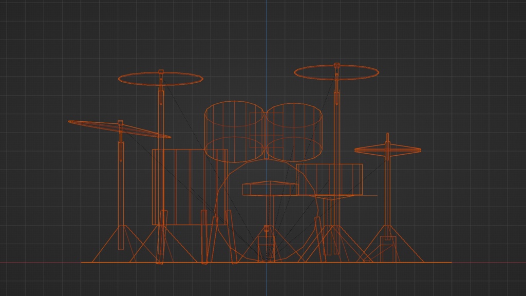 【3D楽器・小道具】使用感のあるドラムセット【超軽量】