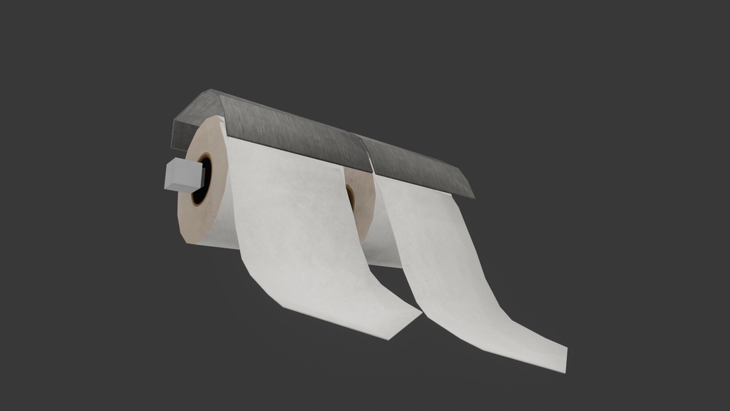 【3D小道具】トイレットペーパーホルダー(紙引き出しギミック付き)