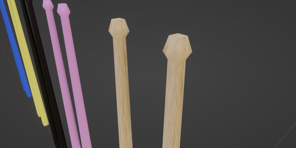 【3D小道具】ドラムスティックセット ローポリ