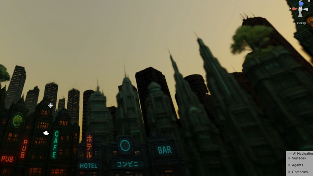【3D環境・ワールド】サイバーパンク都市遠景Skyboxマテリアル