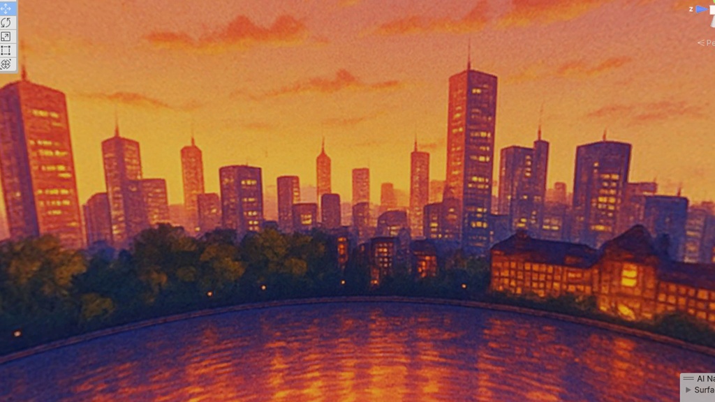 【3D環境・ワールド】アニメ背景調東京都会風(夕方)のSkyboxマテリアル unityパッケージ