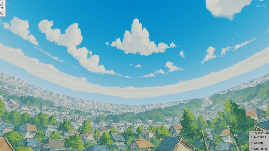 【3D環境・ワールド】高台にある住宅街Skyboxマテリアル unityパッケージ