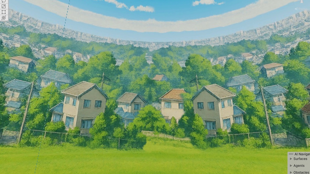 【3D環境・ワールド】高台にある住宅街Skyboxマテリアル unityパッケージ