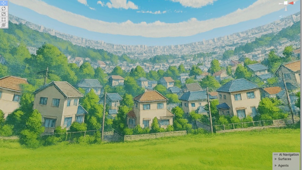 【3D環境・ワールド】高台にある住宅街Skyboxマテリアル unityパッケージ
