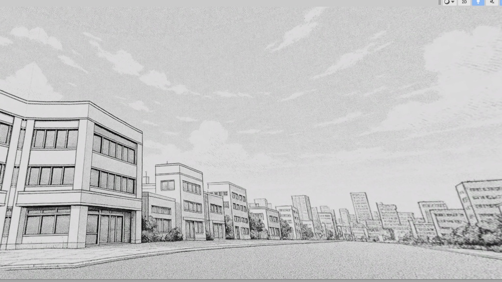 【3D環境・ワールド】漫画背景風の街Skyboxマテリアル unityパッケージ