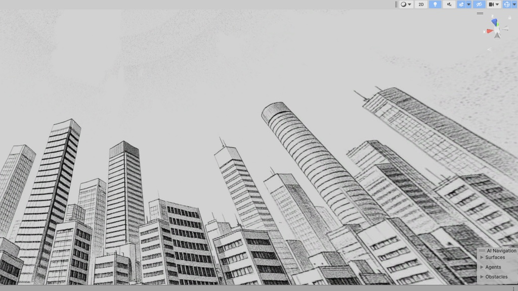 【3D環境・ワールド】漫画背景風東京ビル群Skyboxマテリアル unityパッケージ