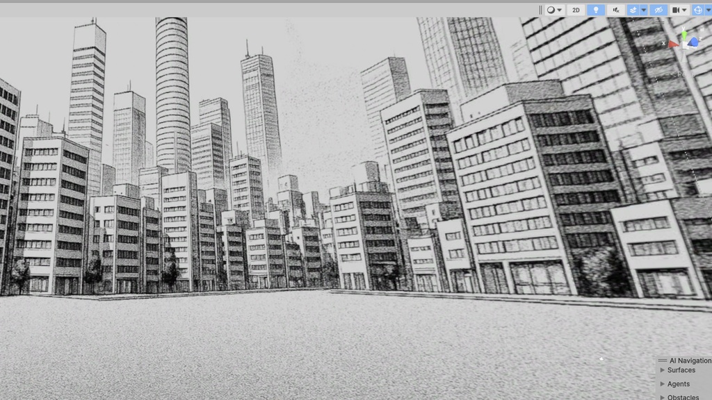 【3D環境・ワールド】漫画背景風東京ビル群Skyboxマテリアル unityパッケージ