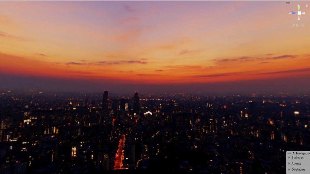 【3D環境・ワールド】タワマンから見た夕暮れSkyboxマテリアル unityパッケージ