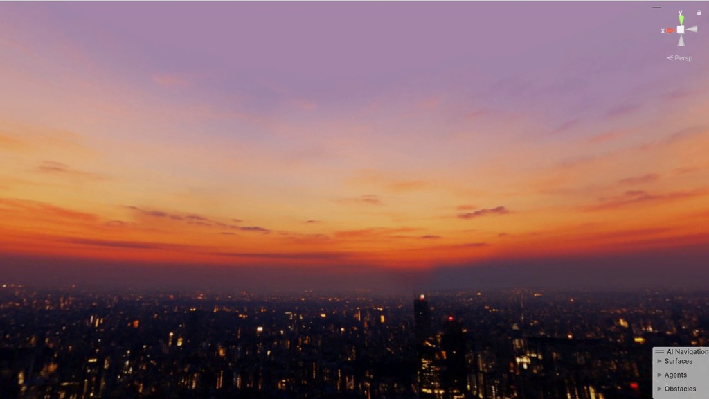 【3D環境・ワールド】タワマンから見た夕暮れSkyboxマテリアル unityパッケージ