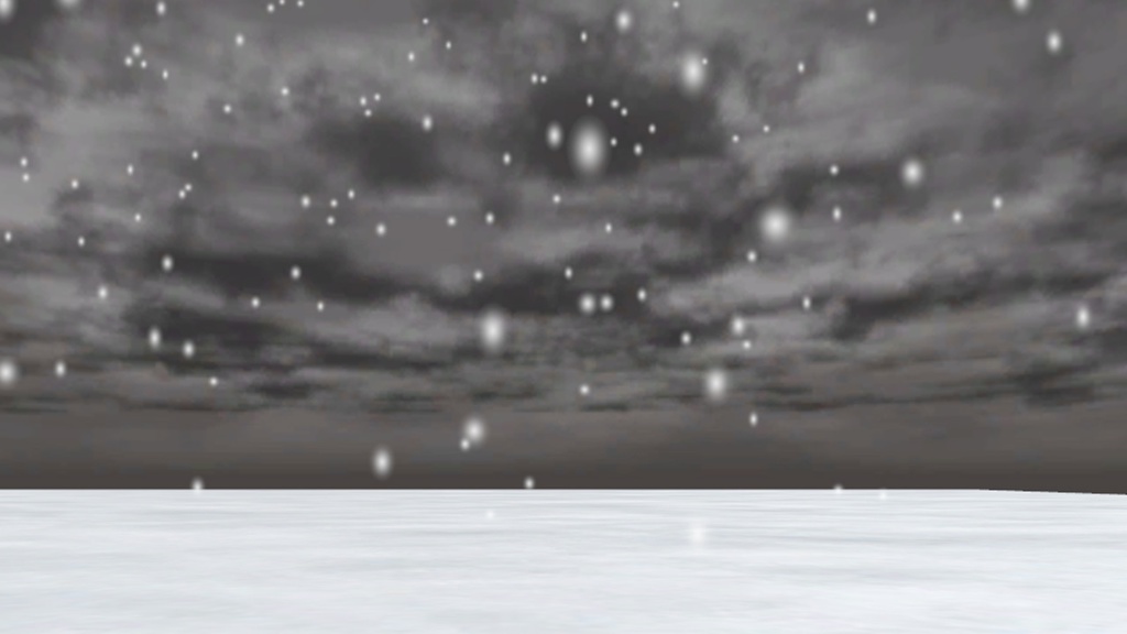 【3D環境・ワールド】雪パーティクルと積雪、曇り空SKYBOXセット