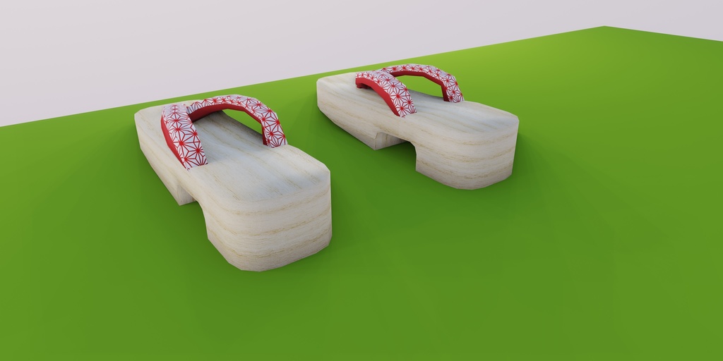 【3D小道具】ハイカラ下駄(ローポリ)
