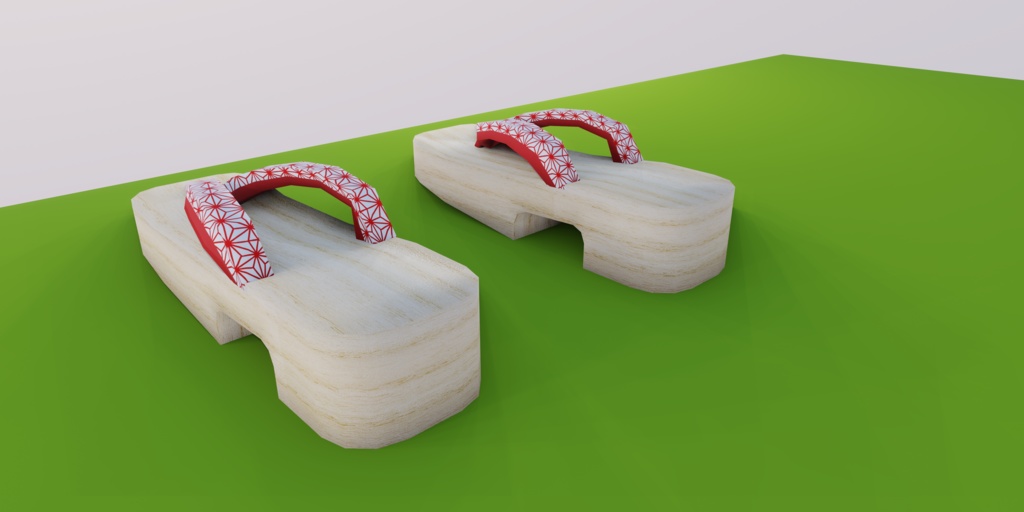 【3D小道具】ハイカラ下駄(ローポリ)
