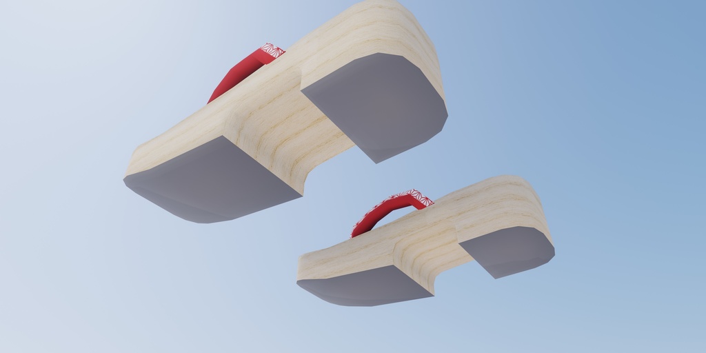 【3D小道具】ハイカラ下駄(ローポリ)