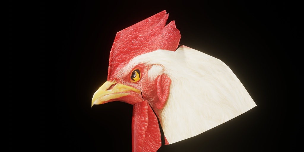 【3D小道具】にわとりあたま(ローポリかぶり物)