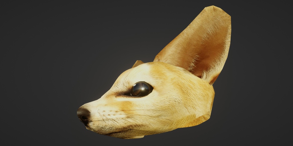 【3D小道具】フェネックあたま(ローポリかぶり物)