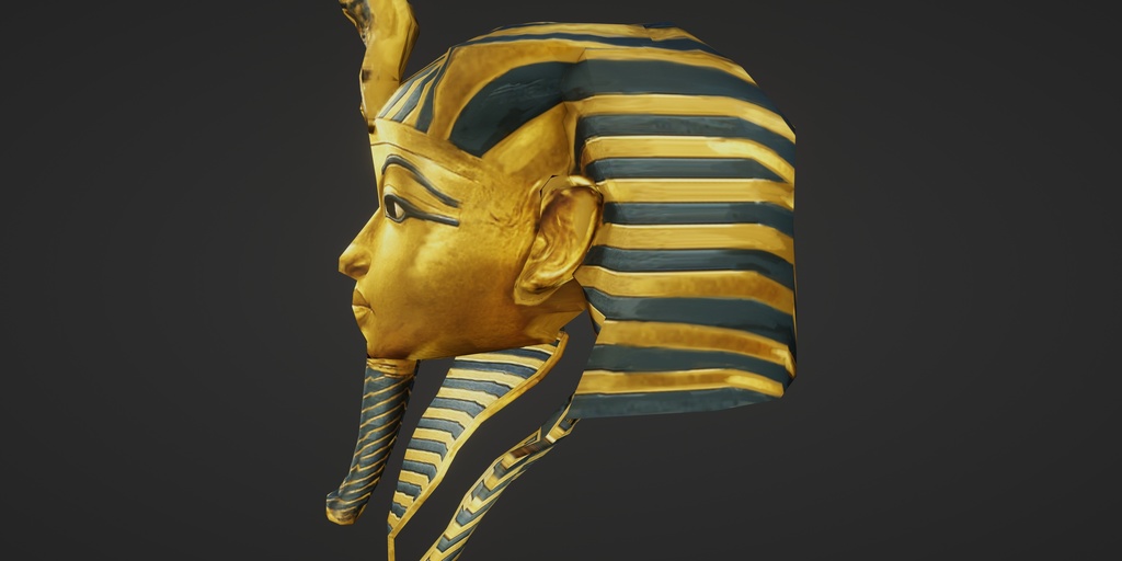 【3D小道具】ツタンカーメンヘッド(ローポリかぶり物)