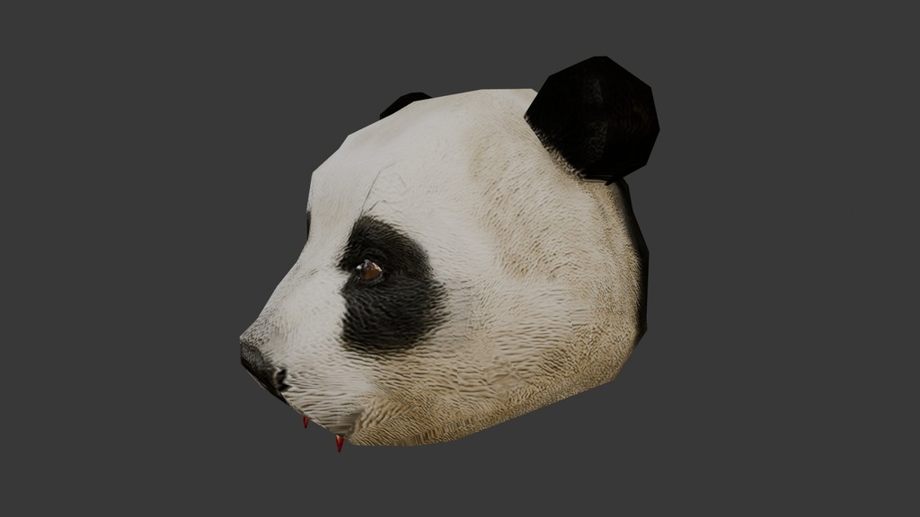 【3D小道具】肉食パンダ(ローポリかぶり物)