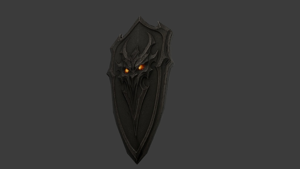【3D武器・小道具】悪魔の盾(ローポリ)