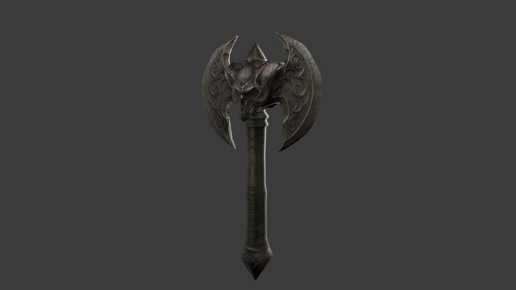 【3D武器・小道具】バトルアックス(ローポリ)