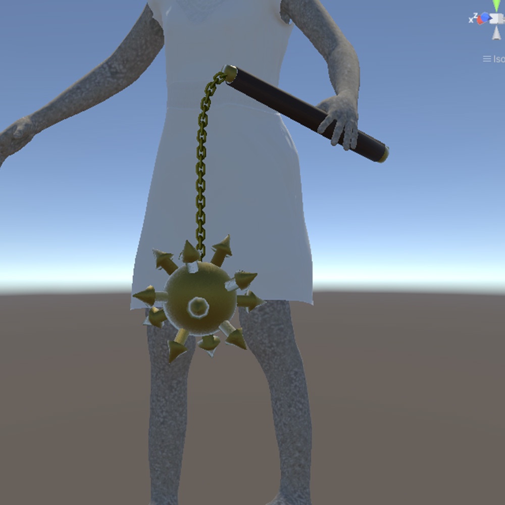 【3D武器・小道具】黄金のモーニングスター(ローポリ)
