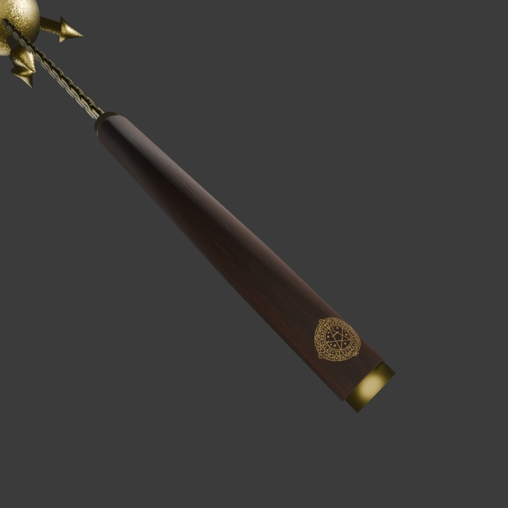 【3D武器・小道具】黄金のモーニングスター(ローポリ)