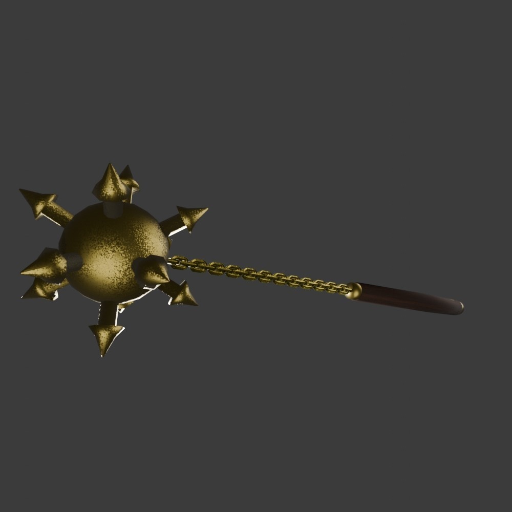 【3D武器・小道具】黄金のモーニングスター(ローポリ)