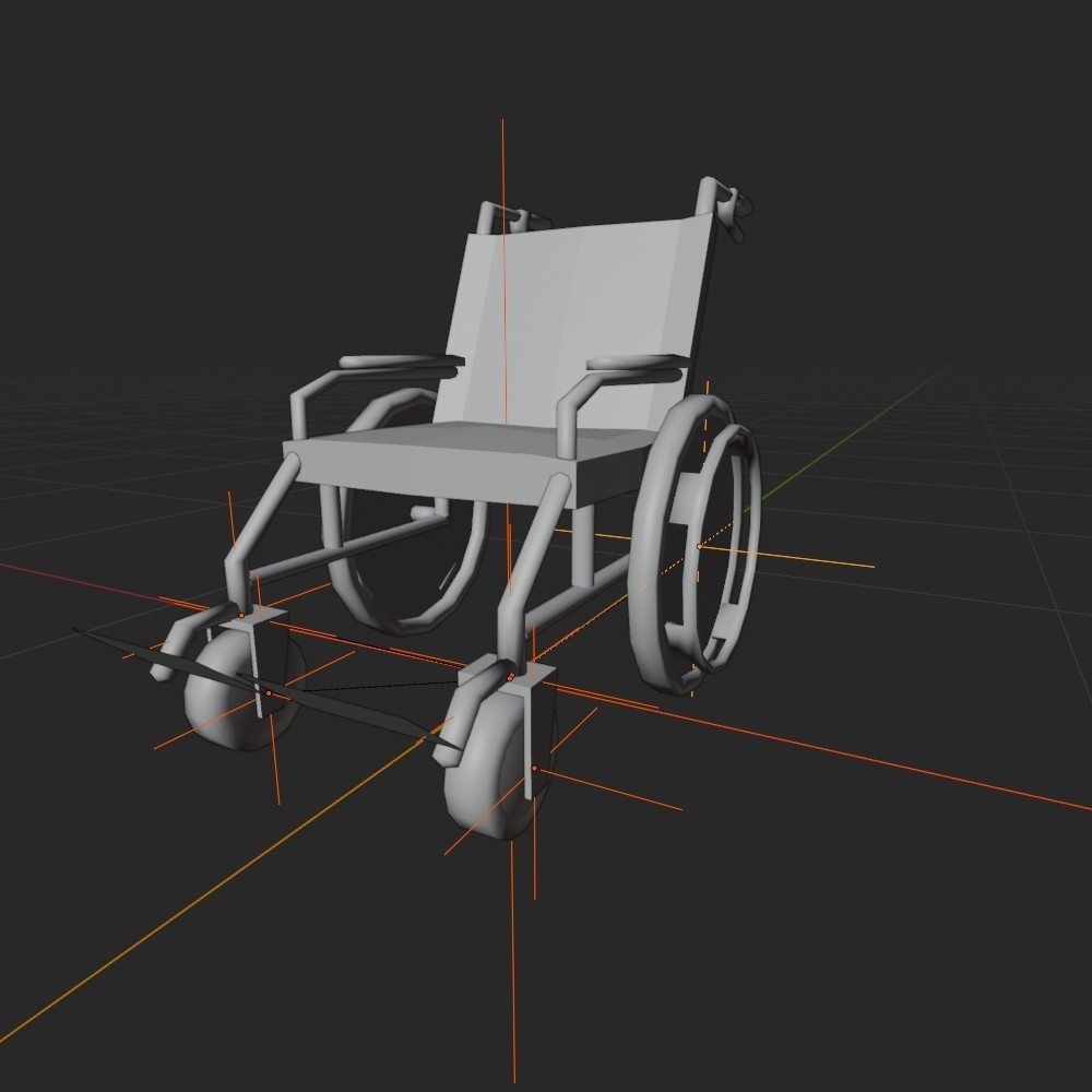 【3D小道具】車いす(ローポリ)