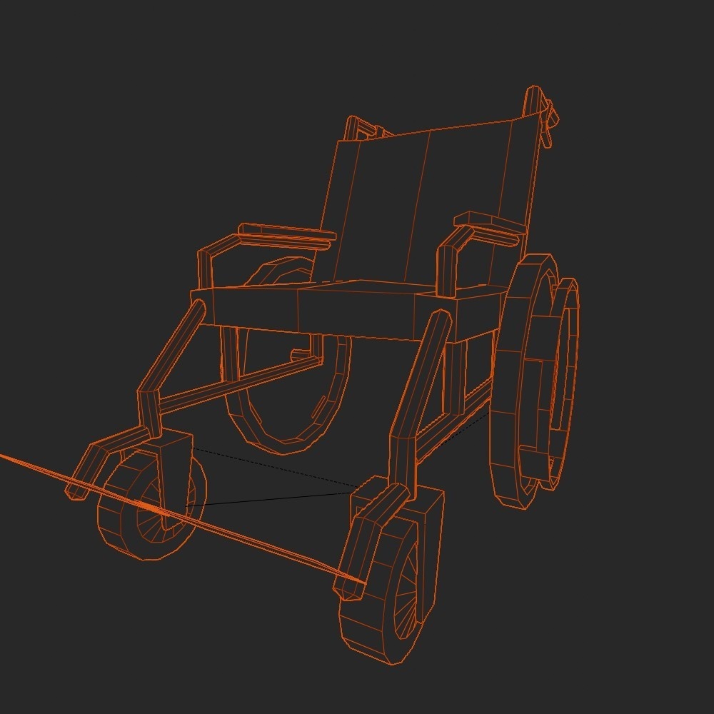 【3D小道具】車いす(ローポリ)