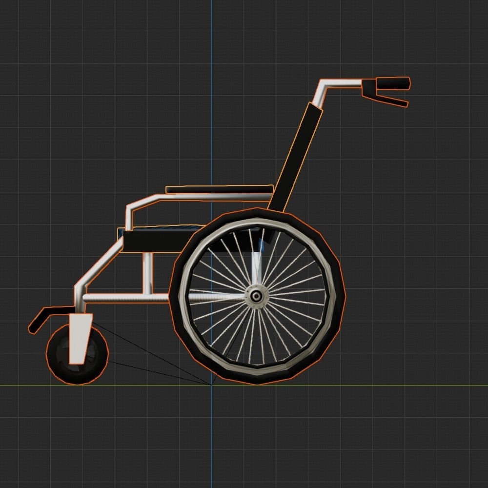 【3D小道具】車いす(ローポリ)
