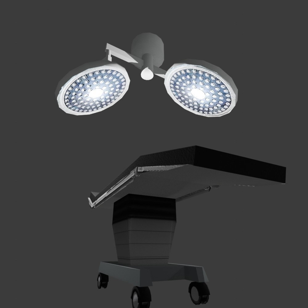 【3D小道具】手術台セット(ローポリ)