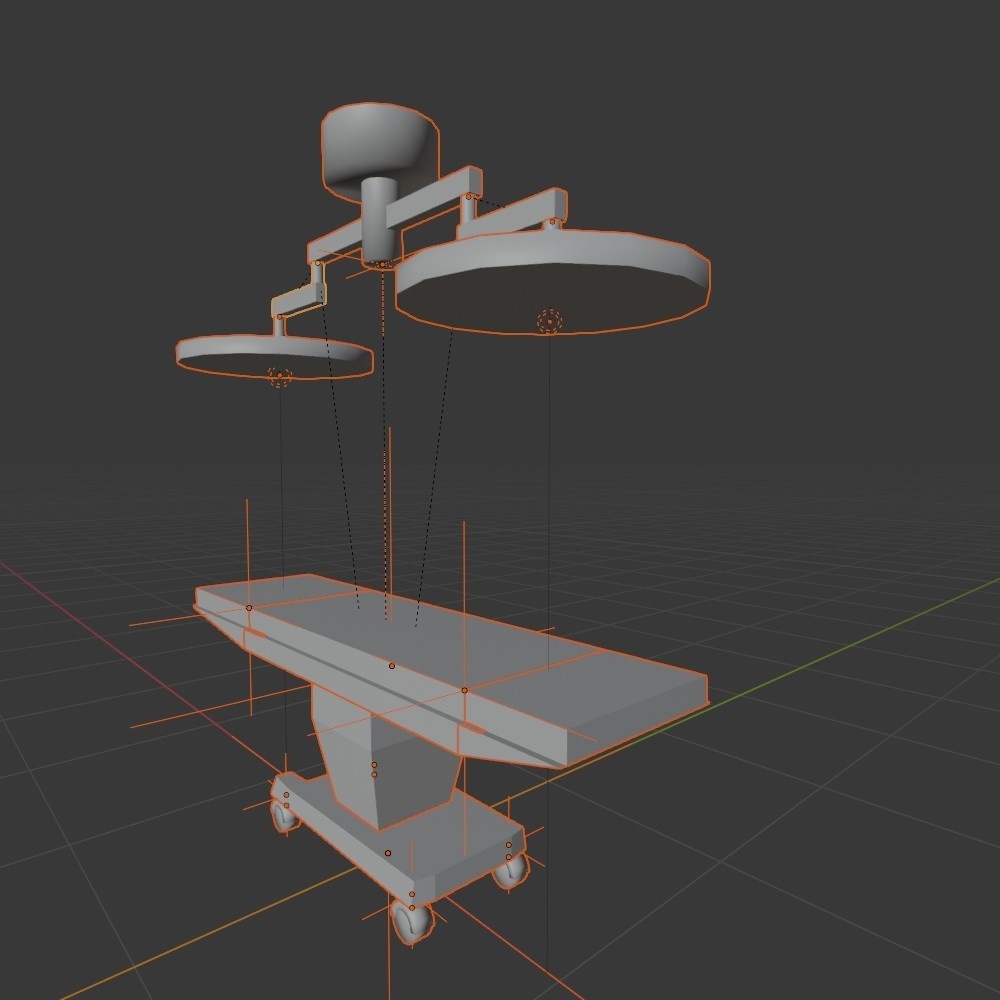 【3D小道具】手術台セット(ローポリ)