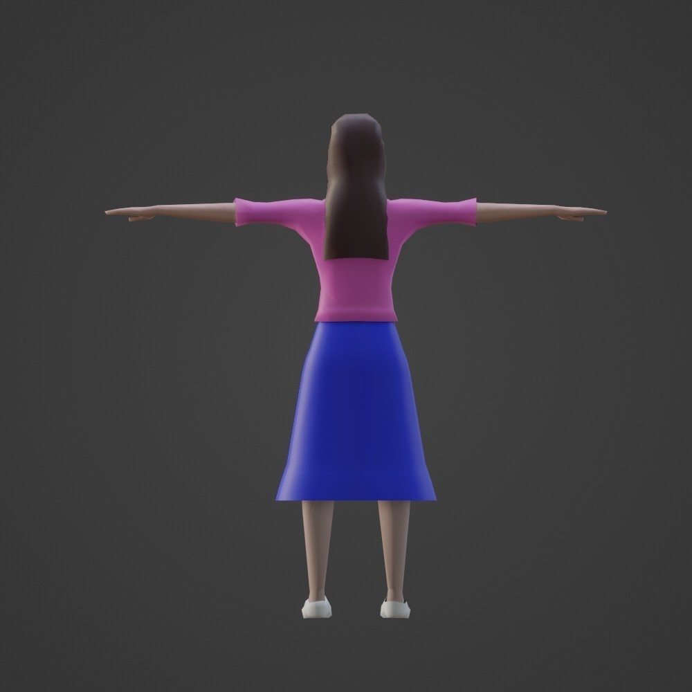 【3Dキャラクター】モブ子(ローポリ)